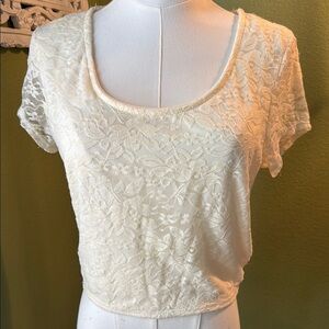 Vintage BONGO Cream Lace Crop Blouse
